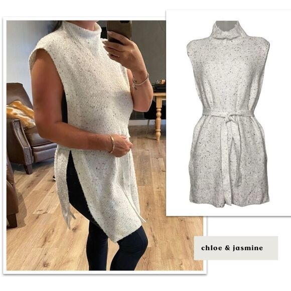 Chloe & Jasmine Long Poncho Sweater Cover Up - Picture 1 of 16